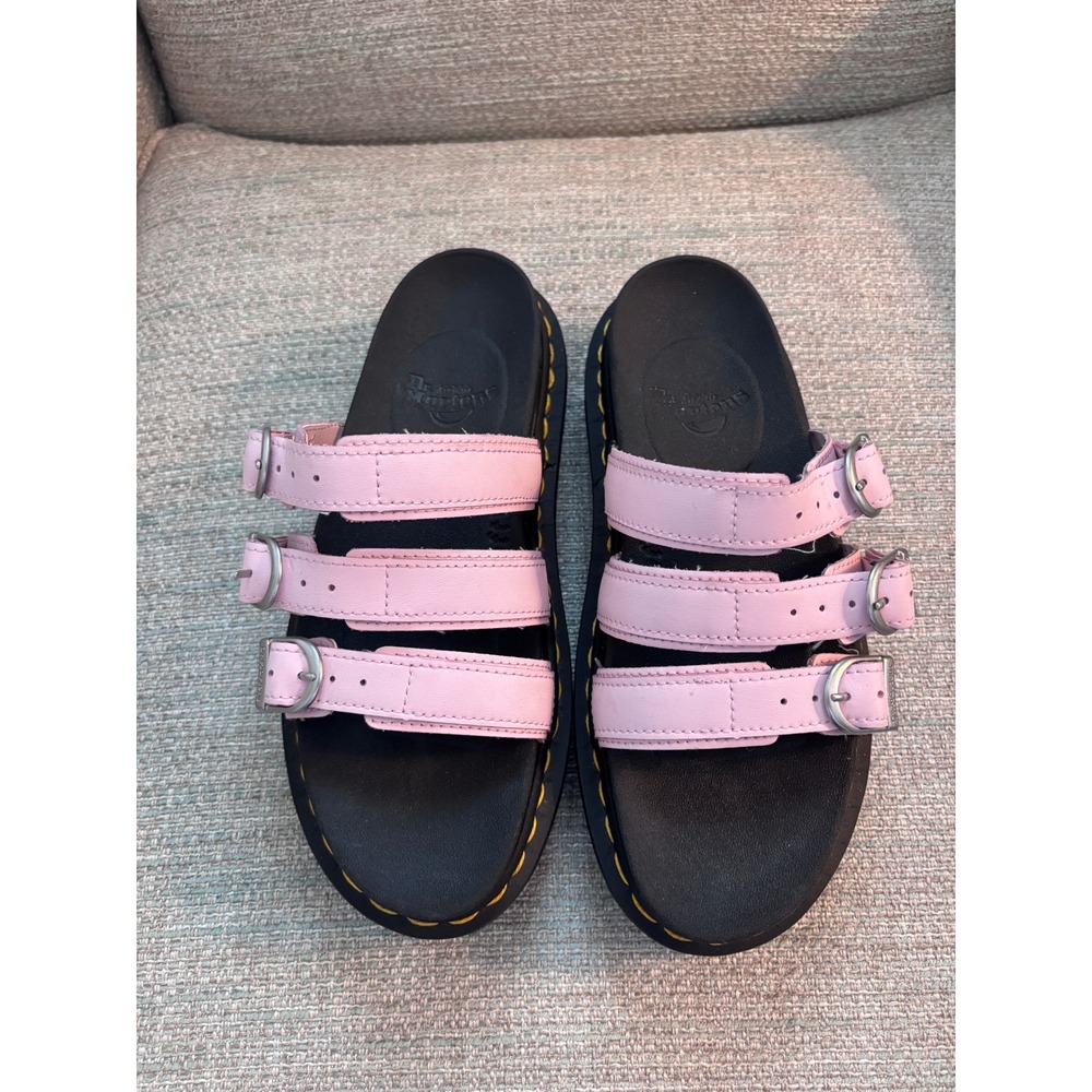 Dr. Martens Blaire Slide Pink Leather Platform Sandals Womens 6 Buckle Straps - Picture 3 of 9